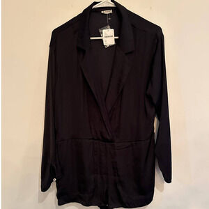 Free People Black Satin Playsuit